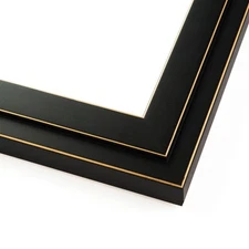 14x18 Black and Gold Pinstripe Solid Wood Frame With Uv Framer'S Acrylic