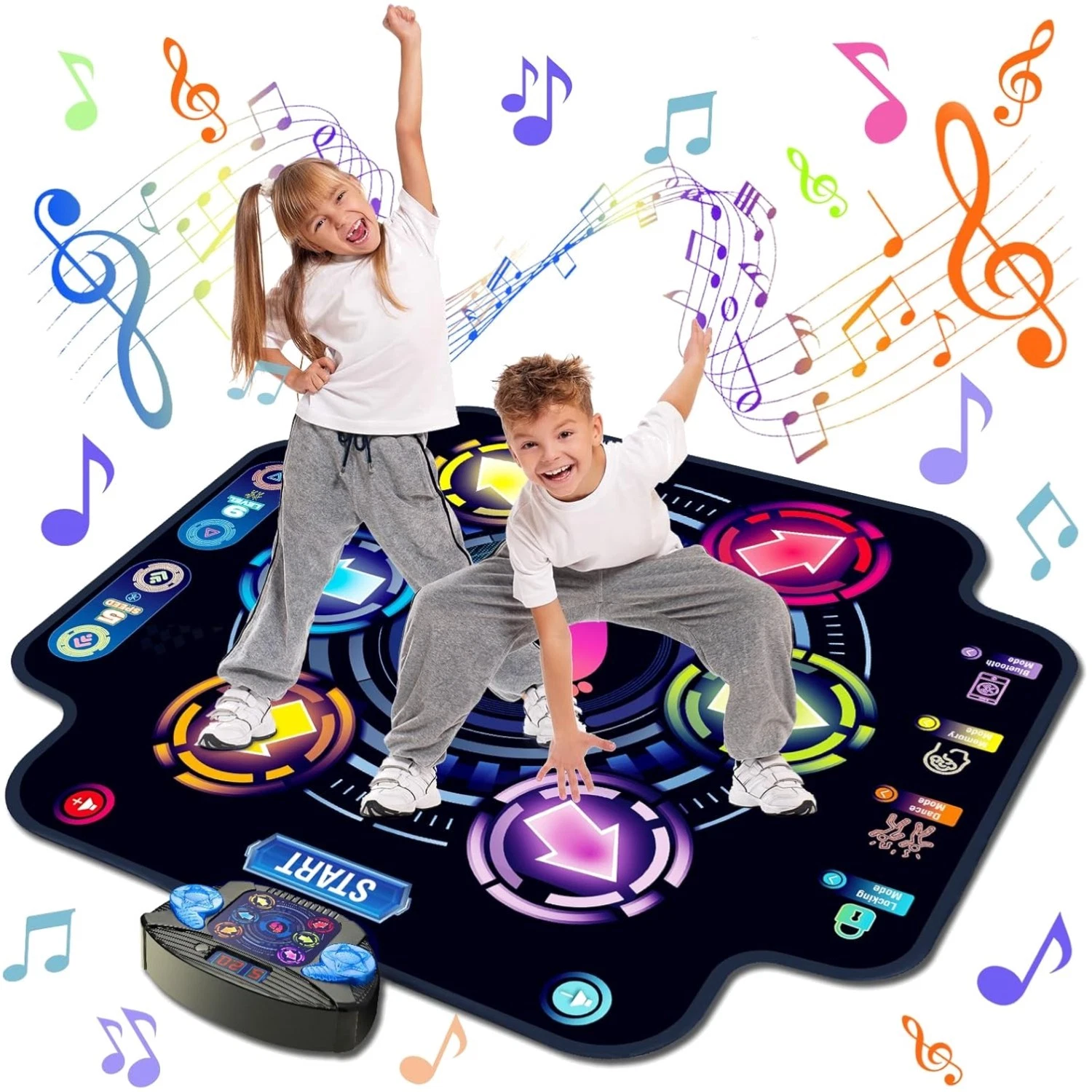 Upgraded Electronic Light-Up Dance Mat for Kids - Bluetooth Model, 39.4" x 41.1"