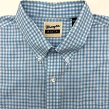 Wrangler Riata Men's Short Sleeve Blue Western Rodeo Button Down Cowboy 2XLT