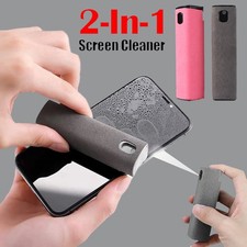 2 in 1 Screen Cleaner Spray Microfiber Cloth Wipe Cell Phone Laptop iPad Monitor