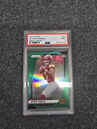 2024 Panini Prizm Jayden Daniels 347 Green Wave PSA 9 RC,Rookie