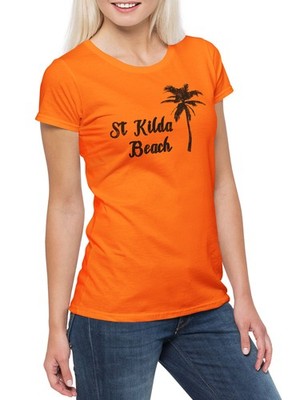 St. Kilda Beach Damen T-Shirt Surfer Surfen Surfing Sea Meer Strand Nick Tiki