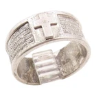 925 Sterling Silver Vintage Ring Lord's Prayer Religious Cross Band Sz 9 RG36032
