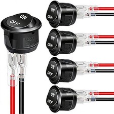 5Pcs 12V round Rocker Switch AC 6A/250V 10A/125V SPST 2 Pin 2 Position On/Off T
