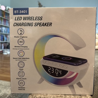 BT BT-3401 LED Wireless Charging Speaker Alarm Clock Seven Color Wireless