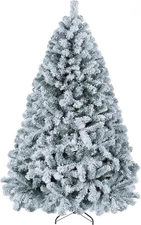 6ft snow-flocked hinged Xmas tree with 820 tips & metal stand for home/office