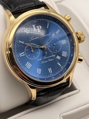 Lucien Piccard 90th Anniversary Chronograph Herrenuhr Limited Edition Gold Blau