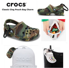 Crocs Classic Clog POUCH Bag Charm Green CAMO w/Carabiner Genuine Paid USduty