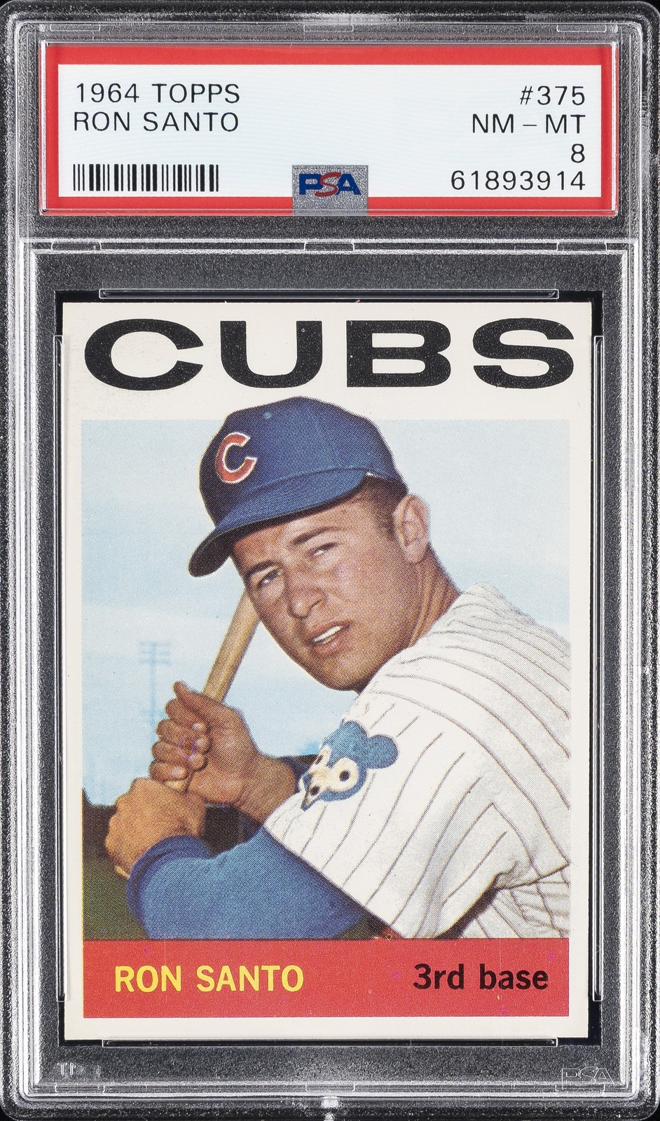 1964 TOPPS #375 RON SANTO PSA 8