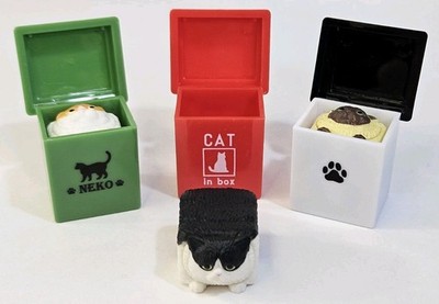 YELL Cat In Box Gashapon Figures Set Japanese Capsule Toy NEKO Kawaii Cats