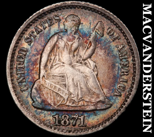 1871 Seated Liberty Half Dime- Almost Uncirculated Better Date No Reserve #i8421
