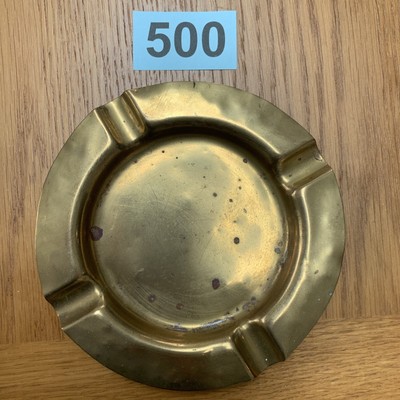 Vintage Messing Aschenbecher rund,5 1/2 Zoll Tobacciana Retro Rauchen, einige Dellen 500