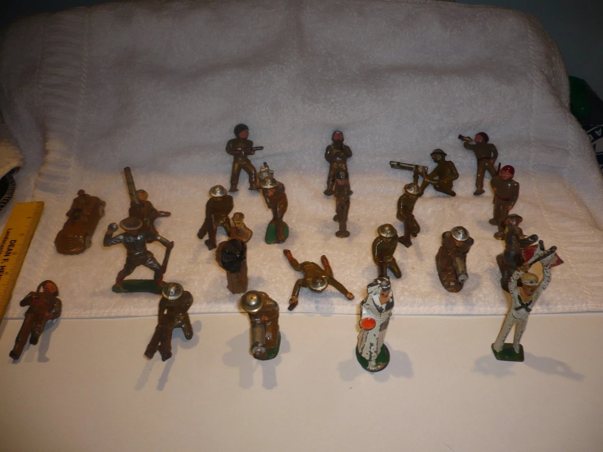 21 ALL ORIGINAL MANOIL BARCLAY VINTAGE LEAD SOLDIERS and one cast iron free ship