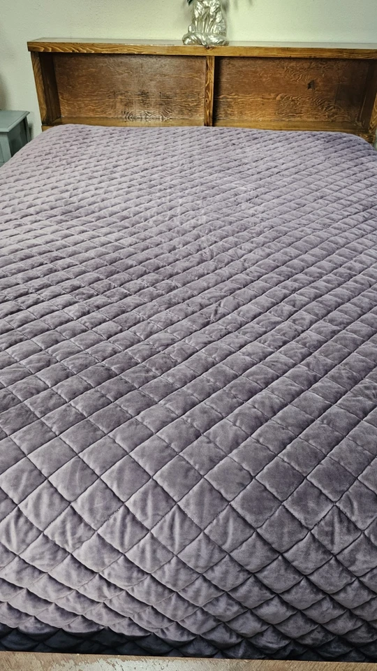 Edredón Hiend Accents Púrpura Terciopelo Patrón Diamante Reina/Completo Lujo Regencia Foto 2 de 4