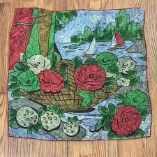 Vibrant Landscape theme Silky Scarf Red Green