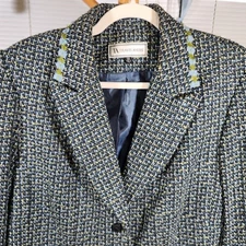 Travis Ayers 18 $100 Blue Teal Tweed Blazer Classic Academic Professor