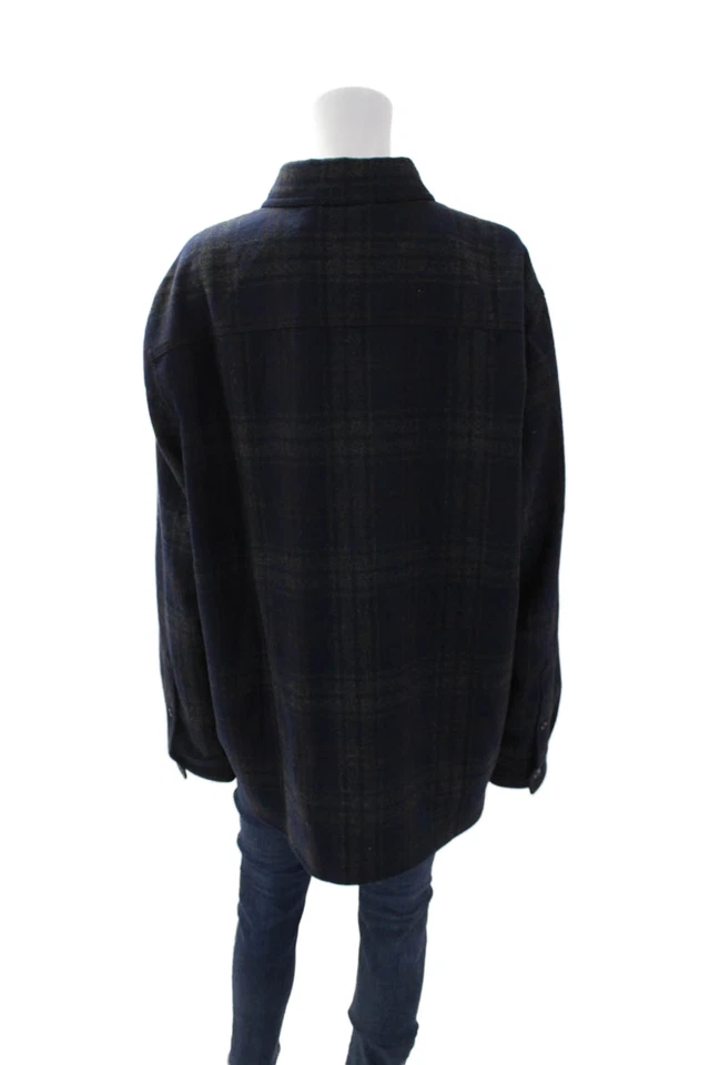 Chaqueta Sperry para mujer mezcla de lana a cuadros botón cuello delantero azul marino marrón talla XL Foto 3 de 4