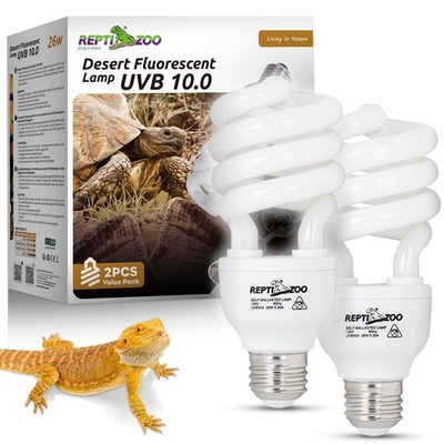 UVB Light for Desert Reptile 2 Pack, 10.0 26W UVA UVB Reptile Light Bulb, UVB...