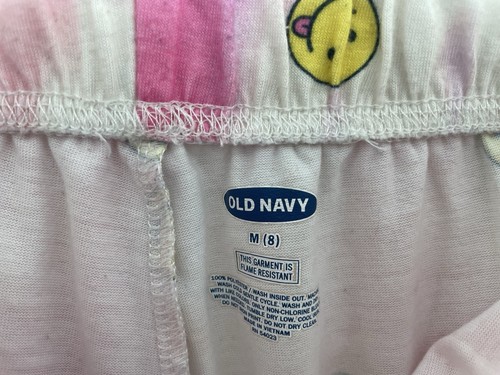 Old Navy Kids Girls Smiley Face 100% Polyester Elastic Pull On PJ Pants Pink M 8 - Picture 2 of 4