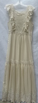 ULLA JOHNSON Amelie Silk Embroidered Lace Ruffled Tiered  Maxi Dress 10 Romantic