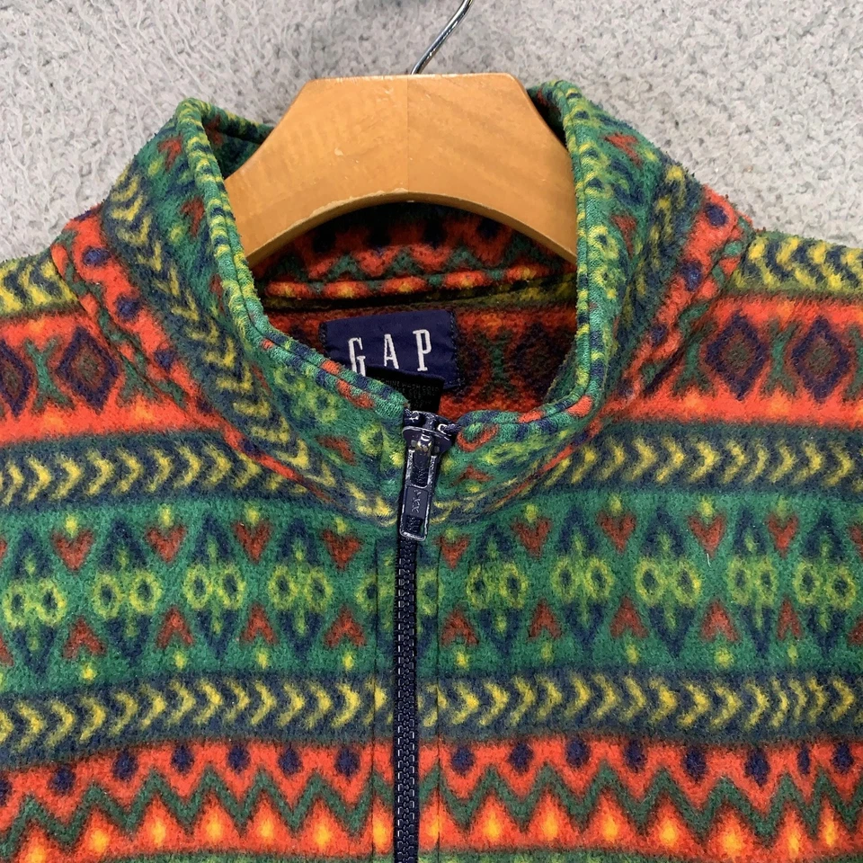 Vintage GAP Fleece Jacket Womens XXL Multicolor Aztec Pattern Full Zip 90s - Image 2 of 4