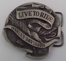 Vintage 70&rsquo;sHarley Davidson "Live To Ride-Ride To Live" Flying Eagle Belt Buckle