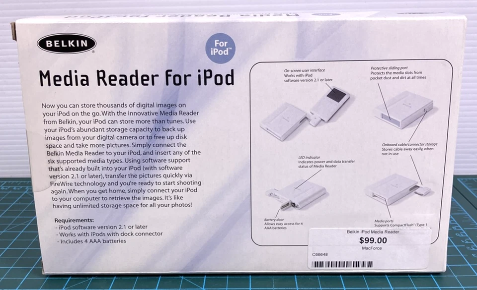 Belkin Media Reader For iPod Photo Storage USB Dock Connector Model F8E461 New - Image 2 of 4