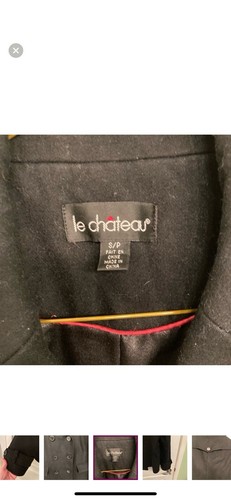 Le Chateau Women's Black Wool Blend Double Breasted Fully Lined Pea Coat Size S - Picture 12 of 12