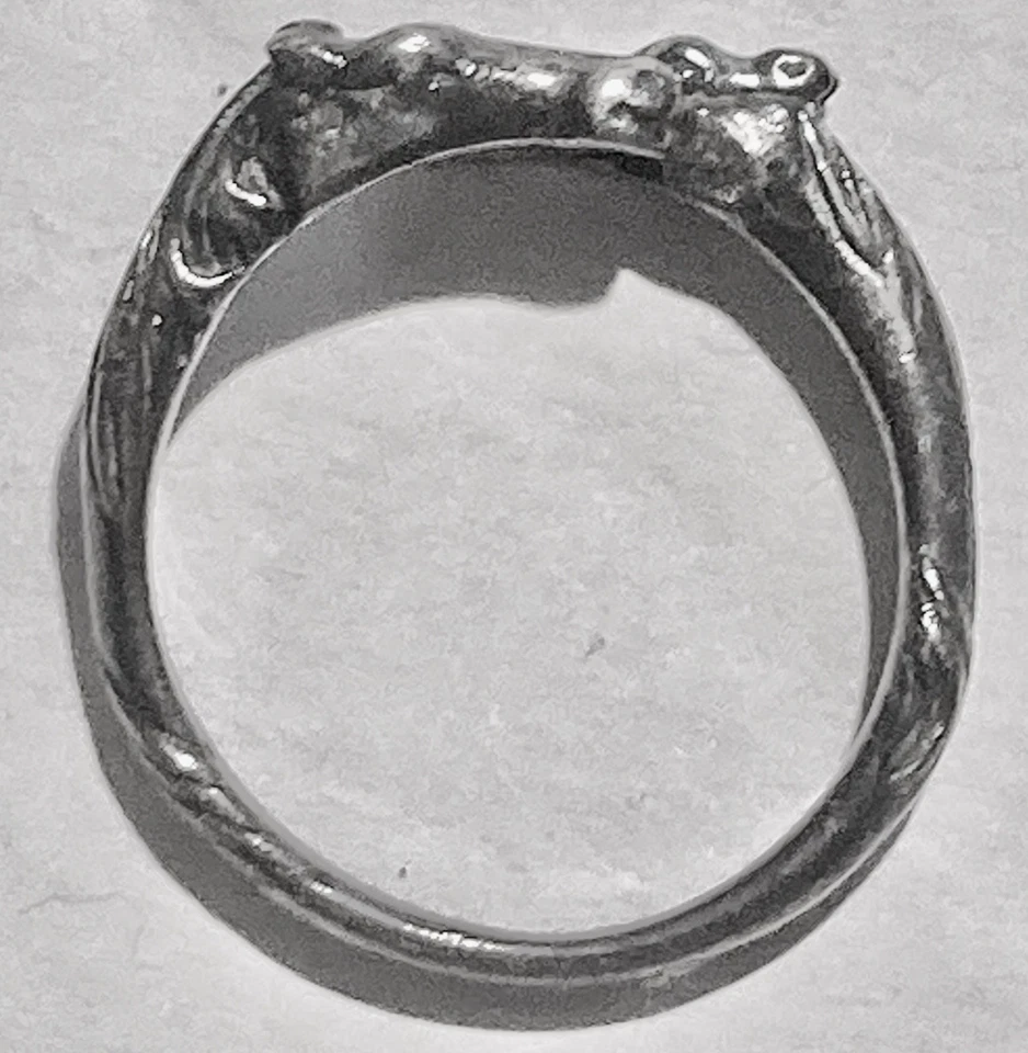 Bague En Argent Double  2 Têtes De Cheval 56 ajustable ( bague ouverte ) - Photo 2/4