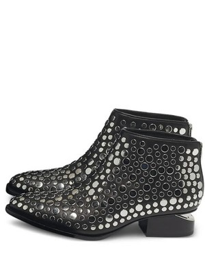 Alexander Wang Runway ''Kori'' Black Leather Ankle Bootie Allover Studs SZ 35