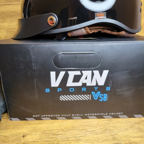 VCAN SPort V58 Halbschalen Motorradhelm Gloss Black Gr. XXl - Bild 3 von 6