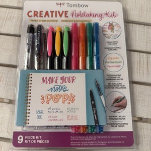Tombow Creative Notetaking Kit Multicolor Markers, Highlighters, Pencil, Notebo…