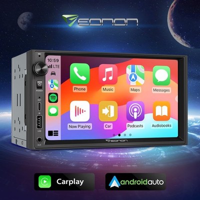 Double DIN CarPlay Android Auto 7'' QLED Car Stereo Radio GPS Bluetooth Head Unit