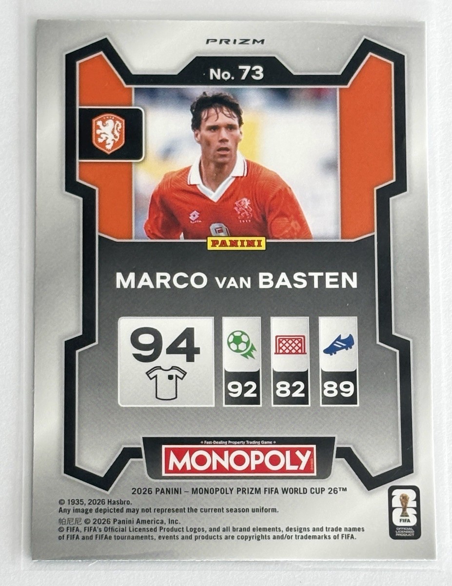 2026 Panini Monopoly FIFA World Cup Marco Van Basten #73 Four