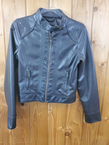 Women S Biker Moto Jacket Expresso Brown Faux Leather Vegan Zipper Fitted - Bild 6 von 11