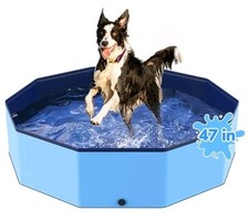 47'' Foldable Dog Pet Bath Pool, Heavy Duty Non-Slip Kiddie Pool, Plastic Pet...