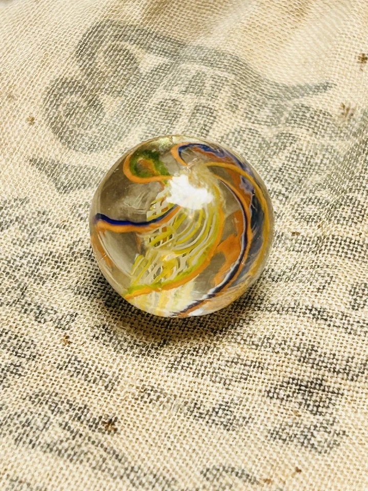 Mármol Latticinio Alterno Amarillo/Blanco Antiguo Alemán Hecho a Mano Foto 3 de 4