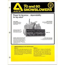 Arps Snowblowers 50-125 HP Tractors Model 70 & 80 Vintage Farming Leaflet SJ24