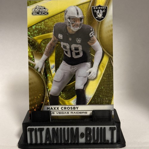 Maxx Crosby 2025 Topps Chrome Black Gold Mini-Diamond Refractor /50 LV Raiders