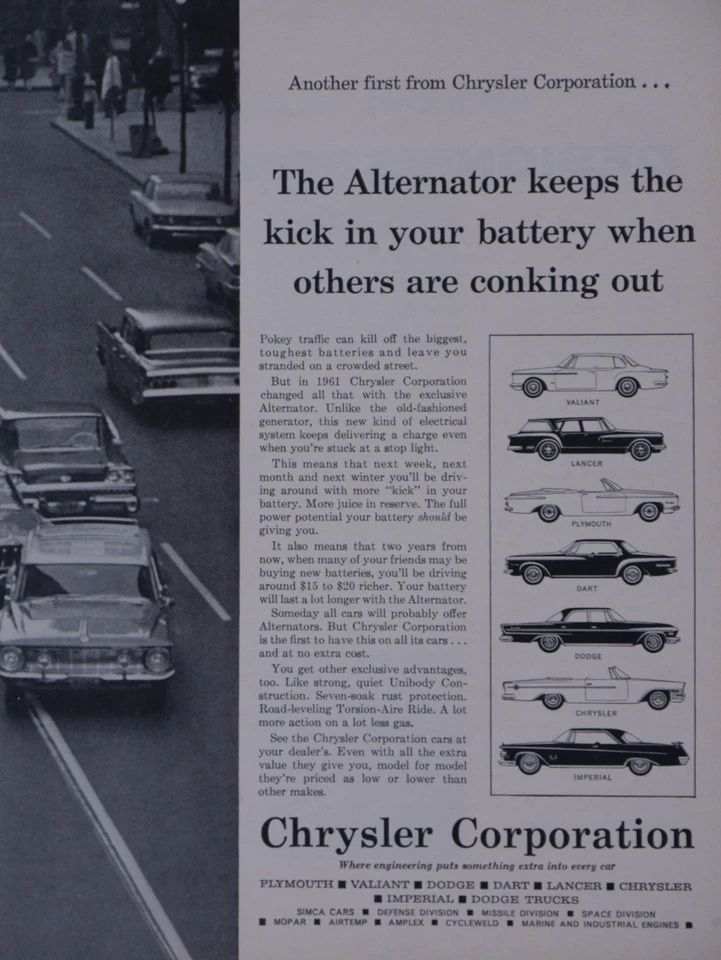 1962 Chrysler Corporation Alternator Original Print 2 Page Ad - Image 2 of 3