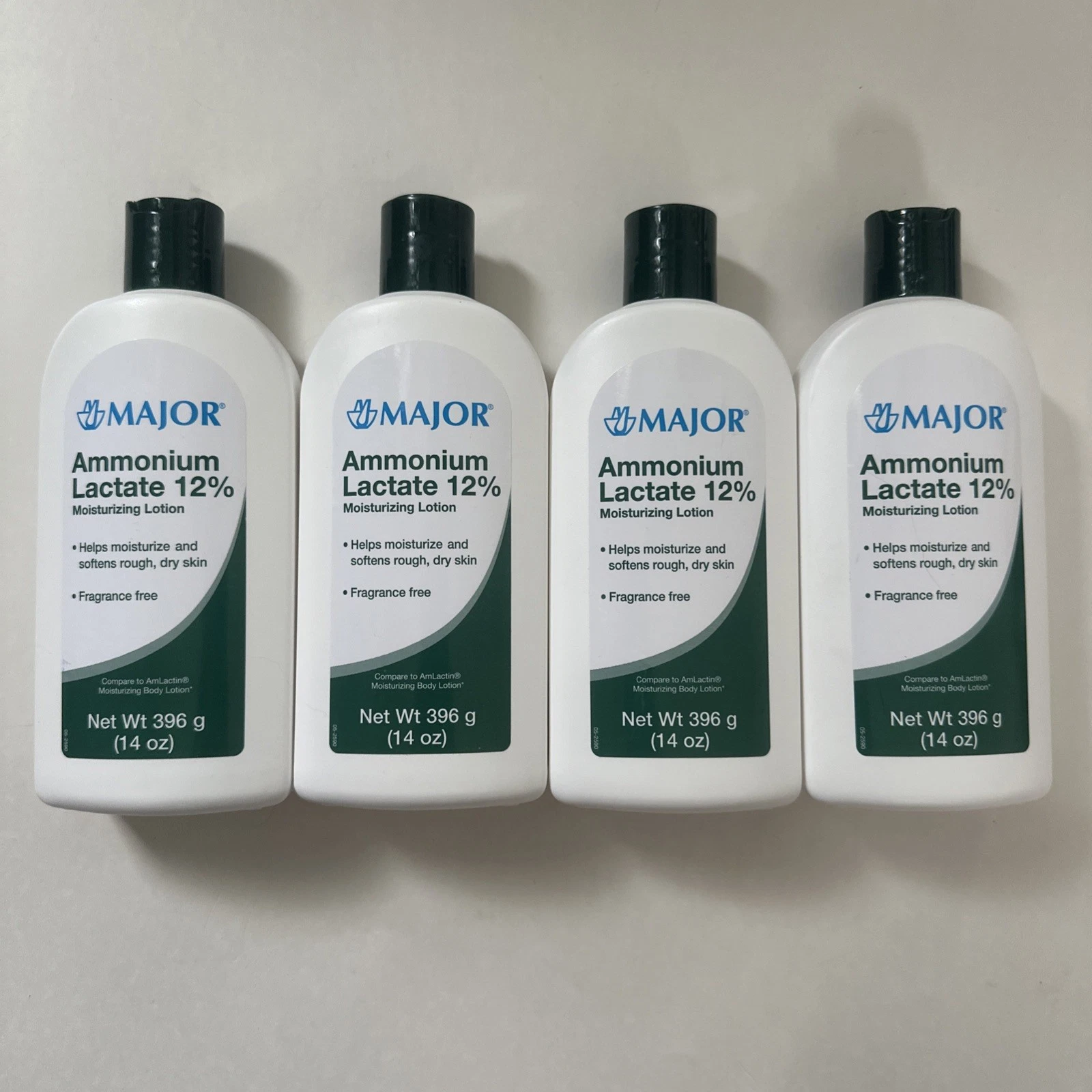(4) Major Ammonium Lactate 12% Hand and Body Moisturizing Lotion 14oz