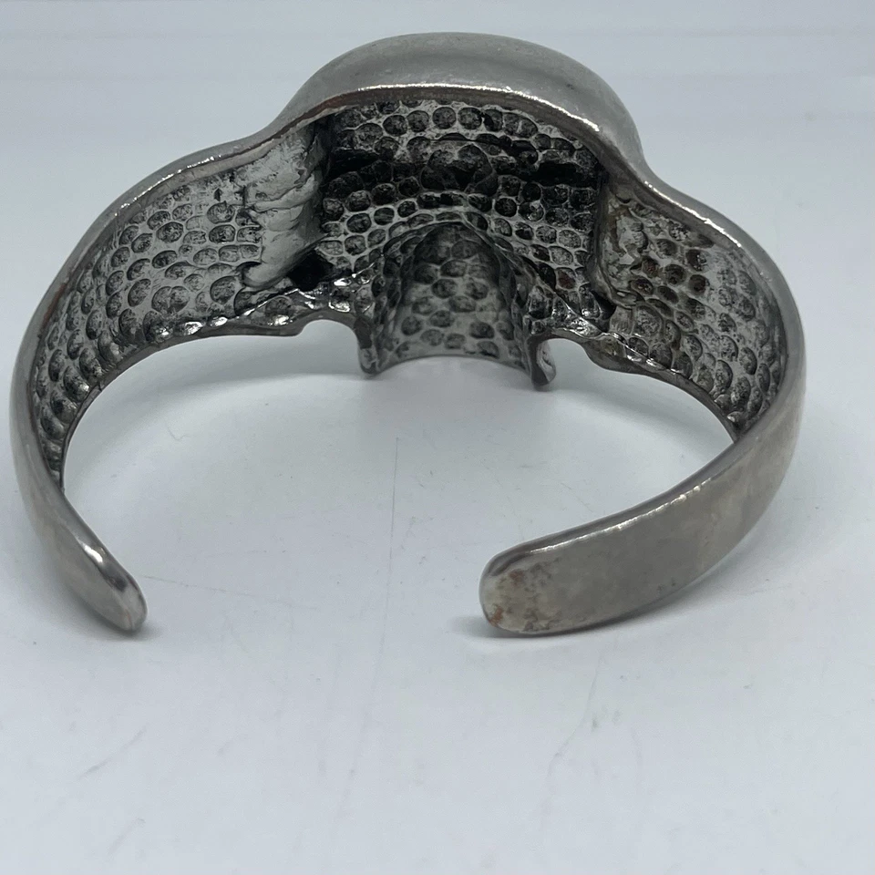 Brazalete Unisex Grande Calavera Plata Huesos Motociclista Declaración Brazalete Grueso Halloween Foto 4 de 4