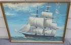 Vintage Clipper Ship Paint-By-Number Painting 20" x 16" Framed w/Glass 1971 Pbn