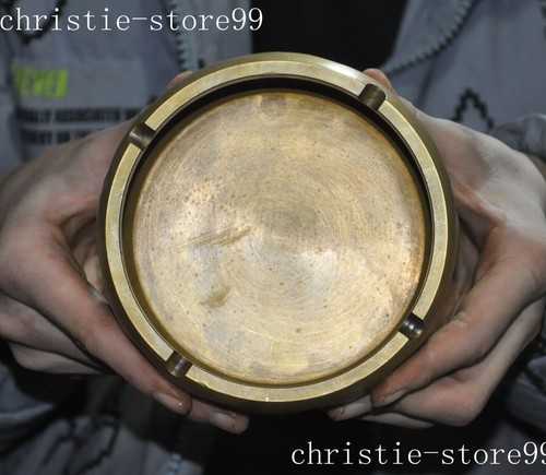 5" China brass the twelve Chinese zodiac signs animal Pen wash Ashtray statue - Picture 7 of 8
