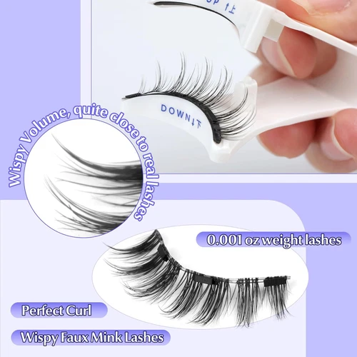 Reusable Natural Magnetic Eyelashes with Applicator No Glue Needed Lashes Kit US - Picture 5 of 16