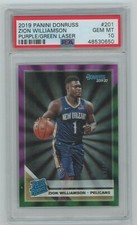 *Zion Williamson 2019 Donruss Purple/Green RC Laser 2/10 PSA10 GEM MINT *