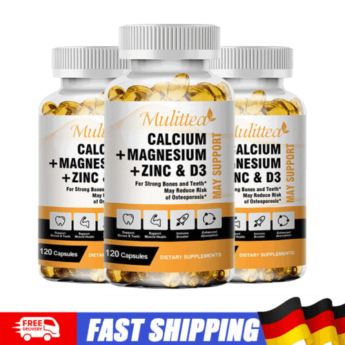 Kalzium Magnesium Zink Tabletten - Vitamin D3  - Stoffwechsel - Vegan 3 BOTTLES - Bild 1 von 8