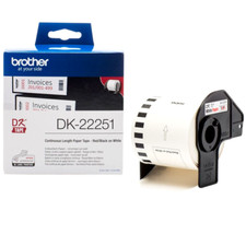 BROTHER DK-22251 ETICHETTA ORIGINALE 62mmX15,24m Rosso/Nero su Bianco