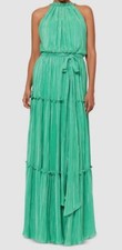 Betsy  Adam Women's Green Pleated Halter Gown Dress Size 12