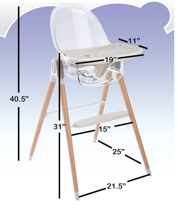 Primo High Chair Clear, Transparent Seat, Modern Style - Image 4 of 4